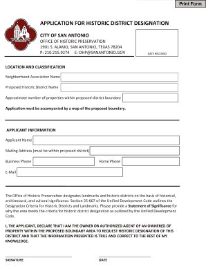 Letter request for issuance of ecar - PLEASE SUBMIT THIS FORM ALONG WITH Photographs of typical examples of buildings within the proposed district Statement of Significance (including