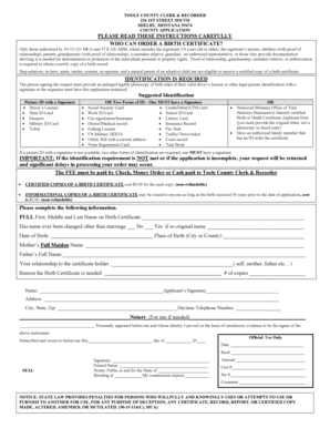 Montana Birth Certificate Application