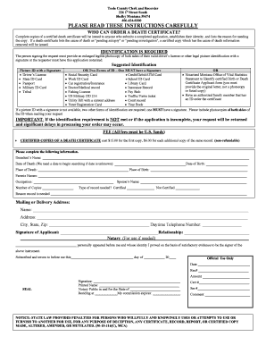 Montana Death Certificate Application