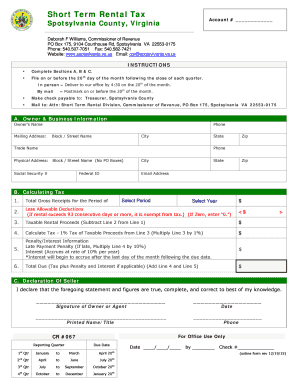 Short Term Rental Tax Form
