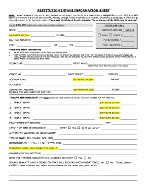 Writ of Restitution Intake Form