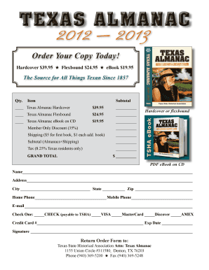 Texas Almanac Order Form