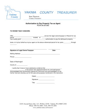 Authorization to Pay Property Tax as Agent