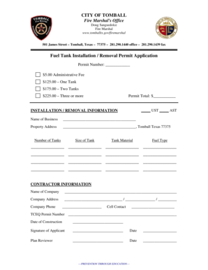 Sign off sheet template - Fuel Tank Application - ci tomball tx