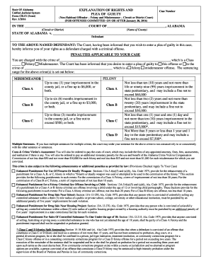 Alabama Plea of Guilty Form