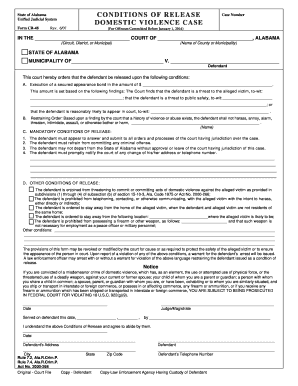 Alabama Domestic Violence Conditions of Release