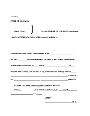Alabama Subpoena for Witness