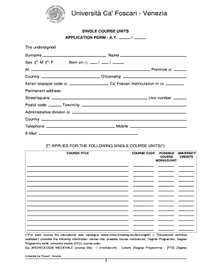 Single Course Units Application Form