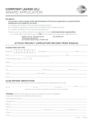 Competent Leader Award Application