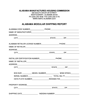 Alabama Modular Shipping Report