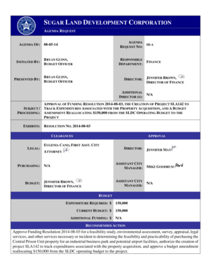 1040 x form - APPROVAL OF FUNDING RESOLUTION 20140803, THE CREATION OF PROJECT SLA142 TO - sugarlandtx