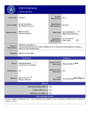 Contracted forms worksheet - CITY COUNCIL AGENDA REQUEST AGENDA OF: INITIATED BY: PRESENTED BY: AGENDA REQUEST NO: 111814 JUSTIN ALDERETE, SR - sugarlandtx