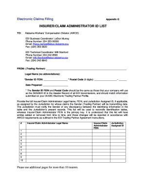 Alabama Workers' Compensation EDI Claim Filing Form