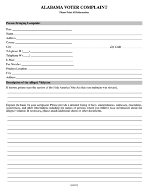 Alabama Voter Complaint Form