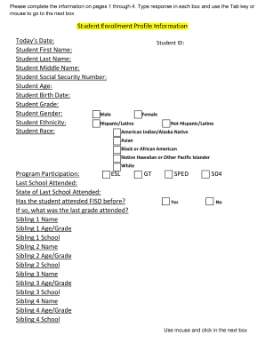 Frenship ISD Student Enrollment Form