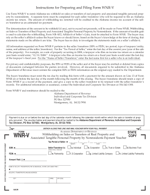 Alabama WNR-V Form