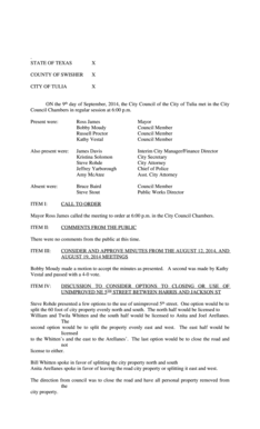 Worksheet 2 941x - ITEM I CALL TO ORDERAmy McAtee Asst City Attorney Steve - tuliatexas