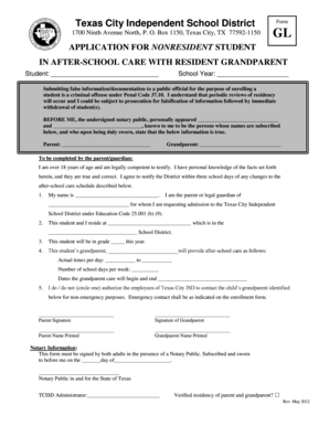 APPLICATION FOR NONRESIDENT STUDENT IN AFTER-SCHOOL CARE - tcisd