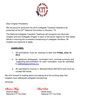 Customer satisfaction letter format - 2015 Collegiate Transition Award - dstkcmo