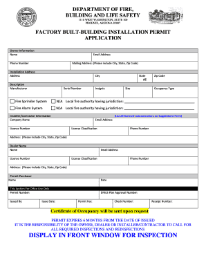 Factory Built-Building Installation Permit Application