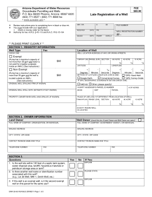 Arizona Late Registration of a Well Form