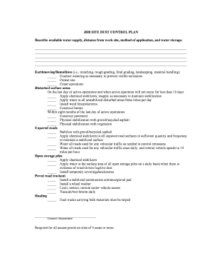 Job Site Dust Control Plan