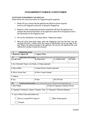Fingerprint Verification Form