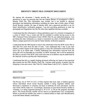 Identity Theft File Consent Document