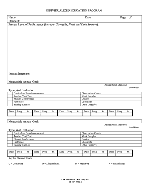 Individualized Education Program Form