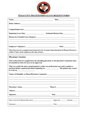 Scope statement example - TEXAS CITY ISD EXTENDED LEAVE REQUEST FORM - tcisdorg