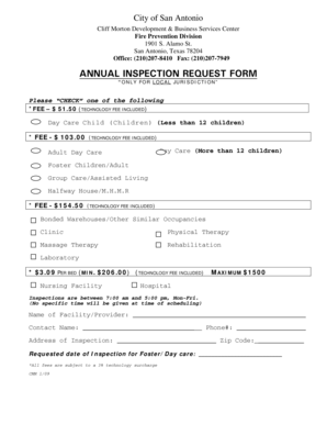 Form 8608 - ANNUAL INSPECTION REQUEST FORM - San Antonio - sanantonio