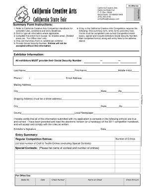 California Creative Arts Competition Entry Form