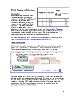 Fleet Average Calculator for Off-Road Diesel Regulation