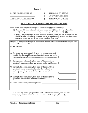 Texas Guardian Representative Payee Report