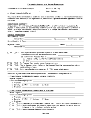 Physician's Certificate of Medical Examination