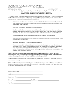 Texas Home Security Inspection Form