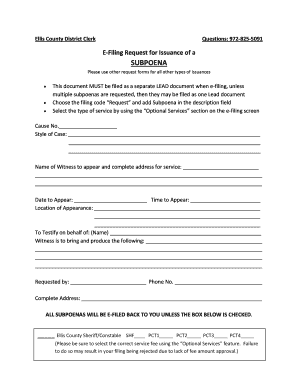 Ellis County Subpoena Request Form