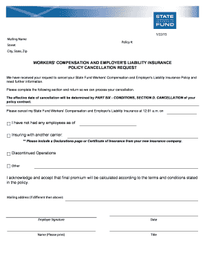 Workers' Compensation Cancellation Request