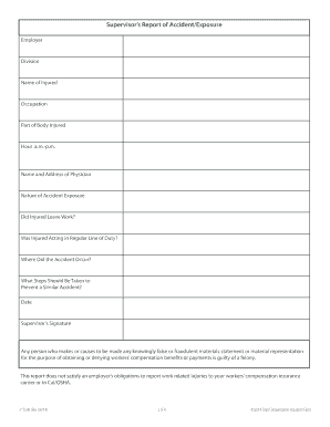 Supervisor’s Report of Accident/Exposure