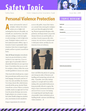 California Workplace Violence Prevention Form