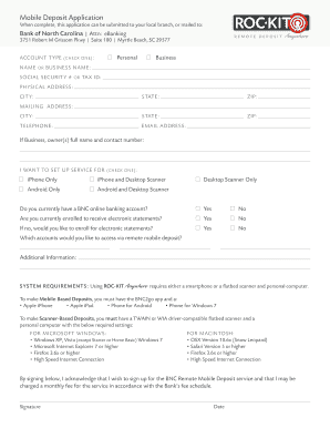 Bank of North Carolina Mobile Deposit Application