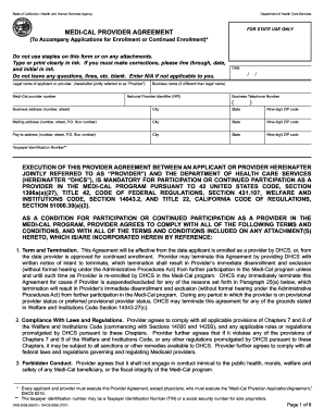 Medi-Cal Provider Agreement