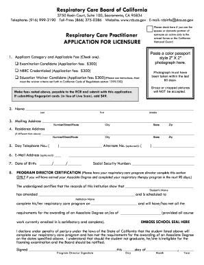 Respiratory Care Practitioner Application for Licensure