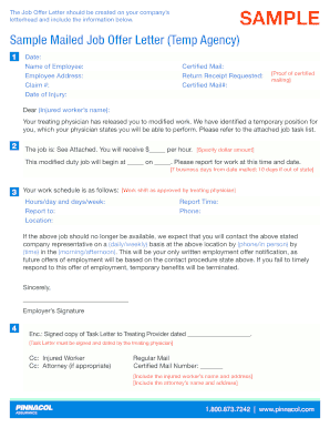 Job Offer Letter for Injured Worker
