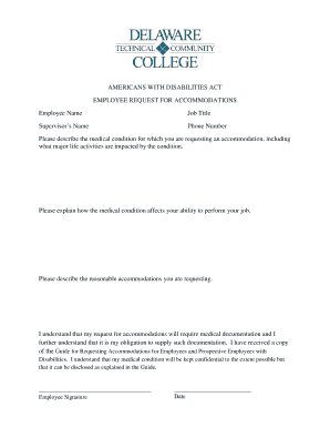 Americans with Disabilities Act Employee Accommodation Request
