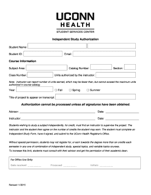 Independent Study Authorization Form