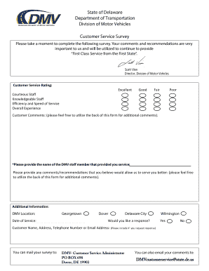Delaware DMV Customer Service Survey