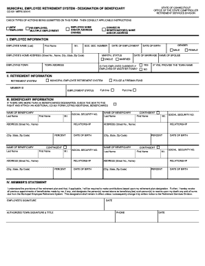 Connecticut Municipal Employee Retirement Beneficiary Designation