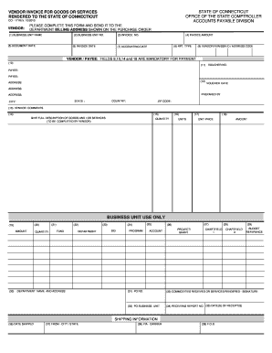 Connecticut Vendor Invoice Form
