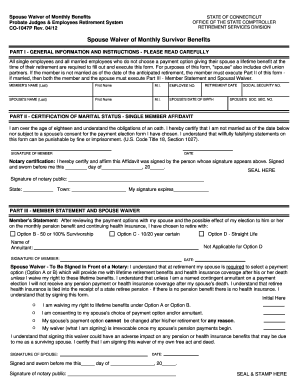 Spouse Waiver of Monthly Survivor Benefits